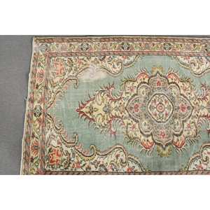 Tapis classique en laine motif Aubusson 5.7x9.2 pieds traditionnel vert Beige Vintage turc Design Latex pour salon couloir - Product Image 3