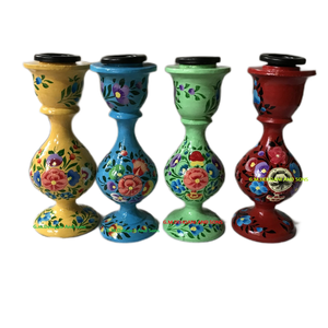Ilumina tu decoración navideña Pintura a mano Kashmiri Paper Mache Portavelas de madera para comedor y sala de estar Elegancia - Product Image 1