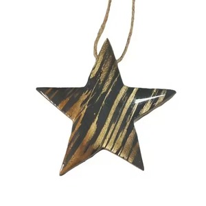 Ornements en bois de mangue suspendus de couleur naturelle de forme ronde pour la décoration de Noël - Product Image 2