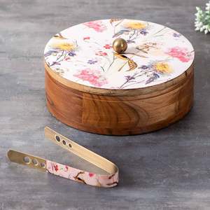 Bonito diseño de esmalte impreso de madera Hot Pot Chapati Box para el hogar Table Ware Precio al por mayor Good Chapati Box con logo Venta caliente - Product Image 1