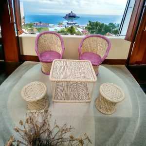 Vente directe d'usine nouveau style de canapé en osier à motif de canne de bambou meubles de salon de salle à manger d'extérieur d'intérieur - Product Image 5