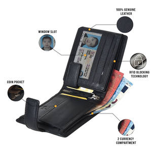 <b>Genuine</b> <b>Leather</b> Tri-Fold <b>Wallet</b> With Button closure - Product Image 5