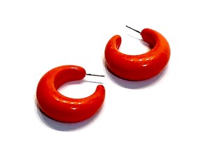 Nouvelles boucles d'oreilles créoles épaisses en acrylique rouge, faites à la main, au design fantaisie et tendance, bijoux élégants et unisexes, cadeaux de mariage pour femme - Product Image 3