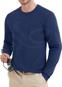 Camiseta de cuello redondo antiarrugas ajustada para hombre, 100% algodón, transpirable, manga larga, logotipo personalizado, ropa de calle en blanco de peso pesado - Product Image 2