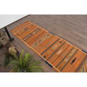 Alfombra Turca Vintage de Patchwork de 2.5x10.1 pies, Kilim Ecológico de Lana Naranja con Base de Látex - Product Image 5