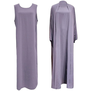 Vente en gros grande taille modeste simple musulman Abaya 100% coton a-ligne islamique femmes couleur unie fermeture éclair meilleure qualité dernière conception - Product Image 6