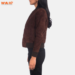 Blouson aviateur en daim pour femmes de qualité supérieure vêtements d'extérieur d'hiver décontractés avec style de rue intelligent à la mode chaud coupe ajustée en daim véritable sensation douce - Product Image 4