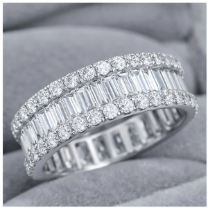 Anillo de Eternidad de Oro Blanco de 10K con Diamantes Cultivados en Laboratorio de Corte Brillante, Unisex, para Compromiso, Boda, Aniversario, Regalos de Lujo - Product Image 6