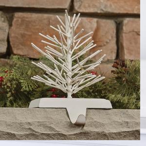 Soporte de calcetín de metal vintage al por mayor hermoso gancho de árbol blanco con acabado chapado decoraciones navideñas de estilo indio - Product Image 1