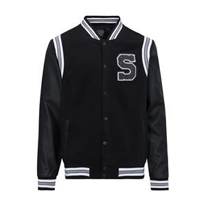 แจ็กเก็ตเบสบอลสีดำทันสมัยสำหรับผู้ใหญ่คอตั้งผ้าวูลสวมใส่สบายและยั่งยืนสำหรับฤดูหนาว - Product Image 5