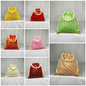 Elégant sacs Gotta Patti & Zari Potli parfaits cadeaux de mariage et d'anniversaire et sac de travail brodé Potli Pouch pour femme - Product Image 2