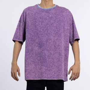 Venta al por mayor camisetas blancas 100% algodón de los hombres de gran tamaño impreso camiseta ácido lavado 275G Unisex Streetwear Hip Hop - Product Image 6