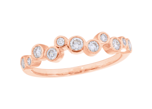 Anillo de boda de moissanita cultivado en laboratorio redondo de 0,44 quilates Patrón de burbuja único Anillo de estilo punk con pavé de oro rosa - Product Image 3