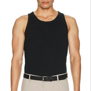 2025 Summer Custom Logo <b>Men's</b> Workout <b>Tank</b> <b>Top</b> Polyester Cotton Stringer <b>for</b> Bodybuilding Casual Fitness Gym Tshirts - Product Image 1