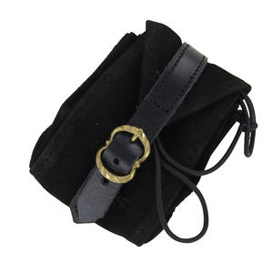 Bolsa de cuero negro OEM / ODM | Minibolsa de alta calidad hecha a mano con hebilla de latón y cierre de cordón - Product Image 1