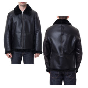 แจ็กเก็ตหนังใส่สบายสำหรับผู้ชายมีปกตั้งสำหรับสวมใส่ในฤดูหนาวออกแบบโลโก้ใหม่ - Product Image 3