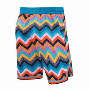 Short de basket-ball réversible unisexe haut de gamme tissu polyester multicolore de haute qualité respirant logo imprimé anti-UV - Product Image 2
