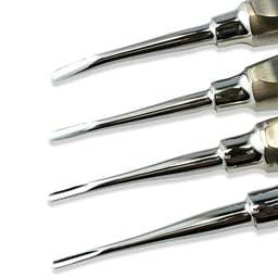 SurgiMac Manual Dental Root <b>Elevators</b> Set of 4 Includes One Each with Steel Serrated Tips - Product Image 1