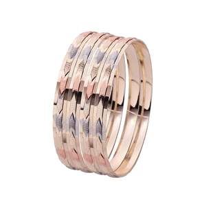 Vente en gros de bracelets texturés en or 3 tons, bracelets de mode, bracelets en laiton tricolores, ensemble de bracelets de luxe remplis d'or multicolore. - Product Image 1