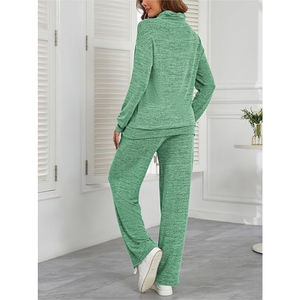 Conjunto de chándal de algodón personalizado para mujer, ropa de gimnasio informal con chaqueta con cremallera completa y pantalones deportivos - Product Image 3