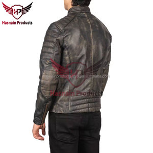 แจ็กเก็ตนักขี่จักรยานหนังแท้สำหรับผู้ชายดีไซน์พรีเมี่ยมให้ความอบอุ่นมีซิปสำหรับฤดูหนาว - Product Image 4