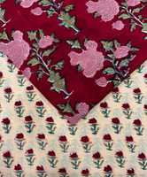 Tissu en coton pur doux 60x60, imprimé à la main traditionnel indien, pour robes d'été, chemises et sacs