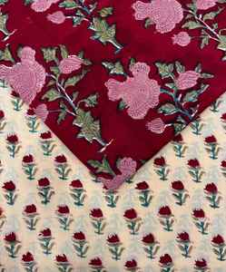 Tissu en coton imprimé à la main, 60x60, tissu de course, imprimé traditionnel de Jaipur, tissu en coton - Product Image 1