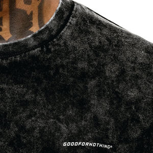 Camiseta clásica negra de gran tamaño para hombre: Jersey de algodón 100%, peso medio, cuello acanalado, manga corta - Product Image 6