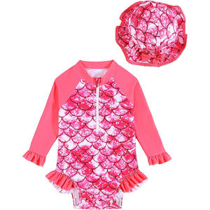 Maillot de bain d'été imprimé personnalisé de haute qualité pour filles avec manches maillot de bain une pièce pour petite fille avec bonnet de bain maillots de bain pour bébés - Product Image 1