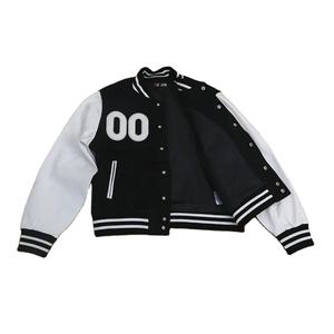 Blouson bombardier universitaire original de haute qualité avec logo personnalisé letterman de luxe pour hommes en cuir PU avec patchwork - Product Image 4