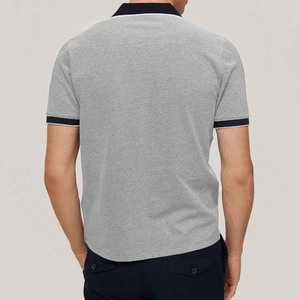 Vêtements pour Hommes Broderie Imprimée OEM Conception Personnalisée Unie Gris Noir Coton Blanc Respirant Polos à Manches Courtes pour Hommes - Product Image 5