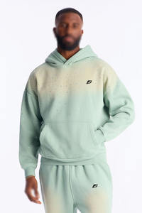 Sudadera con Capucha Azul Polvo de Alta Calidad con Logotipo Personalizado, Pedrería, Algodón Arrugado, Cortavientos Ecológico para Invierno - Product Image 6