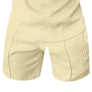 Ensemble de vêtements de détente d'été décontractés en satin deux pièces pour hommes tenue à manches courtes respirante à séchage rapide motif solide en couleurs contrastées - Product Image 5