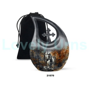 Hot Selling Premium Quality Cross Tear Drop Zebra Cremation Adult Urn for Human Ashes With Free <b>Velvet</b> <b>Bag</b> - Product Image 1