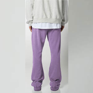 Pantalon de survêtement évasé taille haute pour hommes Streetwear décontracté toile de coton qualité ceinture élastique léger épais - Product Image 4