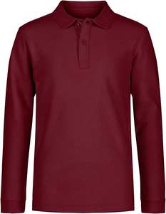 Gran camiseta Polo de manga larga de uniforme escolar más vendida, cierre de botón, tela cómoda y transpirable - Product Image 3