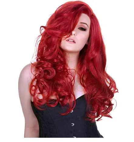 NEWLOOK Premium Red Wig Molded Plastic Wigs Long Red Synthetic Wigs For Halloween Party Wear