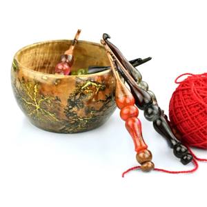 Lot de crochets ergonomiques personnalisés en bois et résine pour artisans, aiguilles à tricoter antidérapantes, poignées de crochet et bol porte-fil - Product Image 2