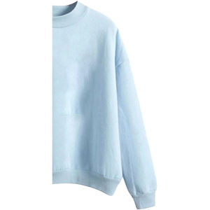 Sweat-shirt à col rond en polaire respirant brodé uni pour femme, écologique, pour l'hiver, bleu pur, coupe-vent - Product Image 5