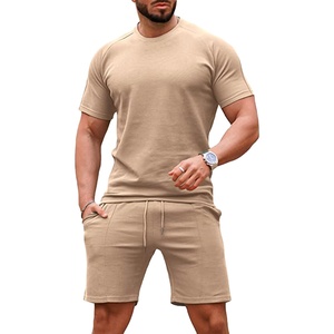 2023 Men's Casual Custom Logo Printed 100% Cotton Short Sets Quick Dry Embroidered Shirt & Shorts Wholesale - Product Image 1