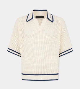 Pull en tricot ajouré personnalisé pour l'été, manches courtes, 100% coton, avec logo brodé <span class=keywords><strong>sur</strong></span> le col, polo en tricot pour <span class=keywords><strong>homme</strong></span> - Product Image 4