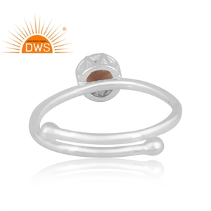 Dernière conception adjectivale bagues en argent Sterling naturel fumé rond coupe bijoux en pierres précieuses pour les femmes cadeau pour elle - Product Image 4