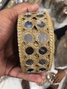 Encaje bordado con patrón geométrico Vintage ecológico hecho a medida con espejo brillante para decoración de prendas - Product Image 6