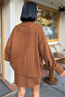 Ensemble deux pièces élégant vintage marron - Tenue coordonnée rétro pour femme - Textile turc de haute qualité - Mode classique en gros