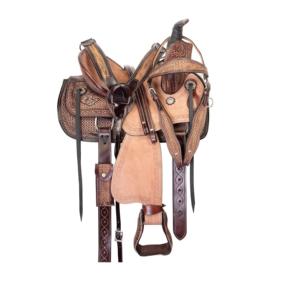 Sillín occidental de cuero hecho a mano, ajustable, de calidad estándar, para montar a caballo, ecuestre, deportes y entretenimiento - Product Image 1