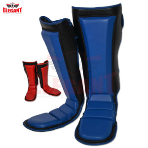 2024 Elegant Sports High Quality Shin <b>Pad</b> Men's Muay Thai Synthetic Leather Kick Boxing and Soccer Shin <b>Pad</b> - Product Image 2