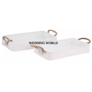 Vintage Galvanized Serving <b>Tray</b> <b>Round</b> Shape Handmade Set Of Two Best Selling Designer <b>Table</b> Top Luxury Metal Serving <b>Tray</b> - Product Image 2