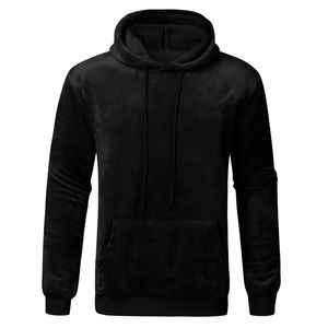 Best Selling Trending Heavyweight Pullover Velour <b>Hoodies</b> <b>Men</b> <b>Thick</b> Custom Comfortable Basic Cotton Blended Velvet <b>Hoodies</b> - Product Image 3