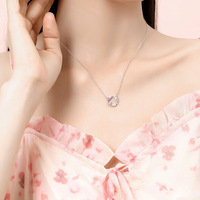 FDXZ-208 S925 Sterling Silver Bow Pendentif Ras Du Cou Femmes Rose Zircon Papillon Goutte Diamant Collier Guirlande Conception Fine Jewelry