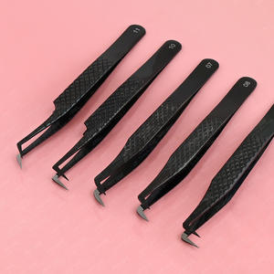 Pinzas rusas de extensión de pestañas de 90 y 45 grados personalizadas, punta de fibra, volumen de punta fina, pinzas para pestañas, diseño ergonómico, pinzas X finas - Product Image 1